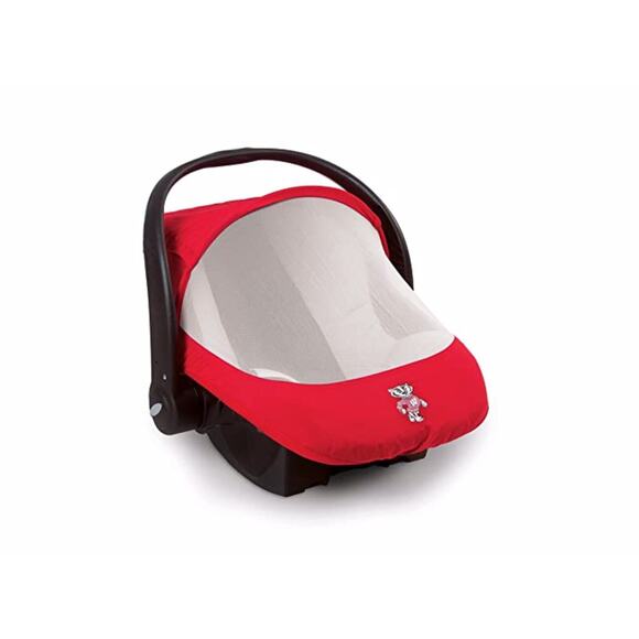 Wisconsin Badgers NCAA Cozy Cover Combo Pack Sun/Bug & Lightweight Car Seat Baby - Picture 4 of 6